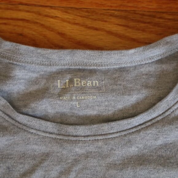 L.L. Bean Basics Set of 2 Womens Long Sleeves Size LP and L Gray and White - Picture 2 of 3